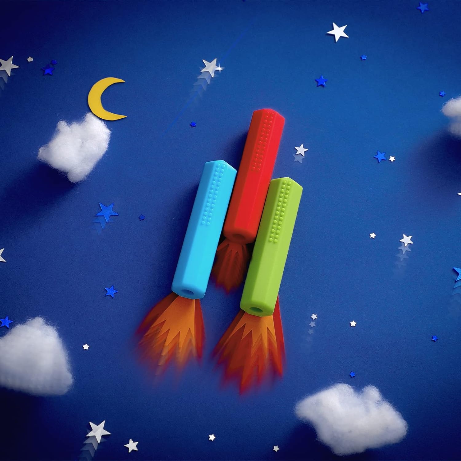Buy now Eersida 6 Pieces Sensory Chew Pencil Toppers Set Chewable Pencil Toppers Chew Toys for Sensory Kids Boys and Girls, Oral Motor Needs(Red, Blue, Green) at indiglob india