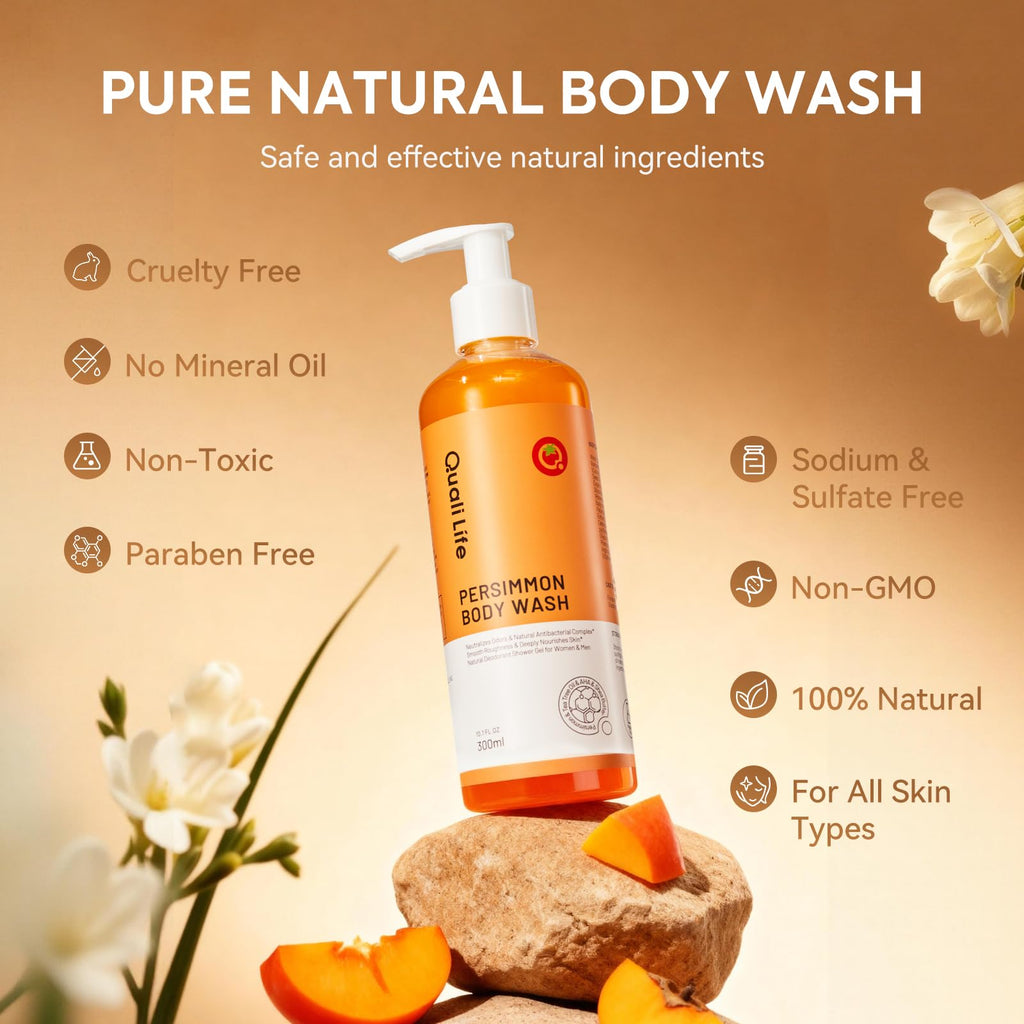 Persimmon Body Wash for Old People Smell, Natural Deodorant Bar Soap for Strong Odor Smelly Feet Remove, Deep Cleansing Body Deodorizing for Eliminating Odor, Kids Safe