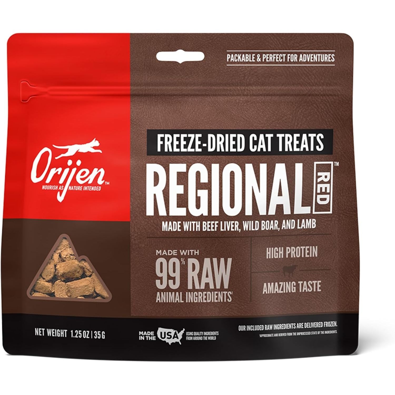 Buy now ORIJEN Freeze Dried Cat Treats Grain Free High Protein Raw Animal Ingredients Original 1.25oz Bag Regional Red at indiglob india