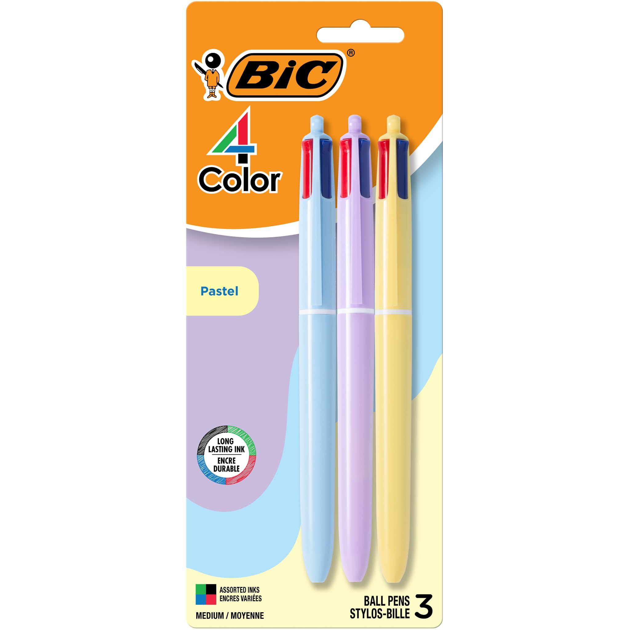 Buy now BIC 4-Color Original Retractable Ballpoint Pen with 1.0 mm Medium Point, 3-Count in Assorted Ink Pastel Barrels Black, Blue, Green, Red Ink 1 Count (Pack of 3) at indiglob india