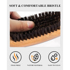 100% Boar Bristle Slick Back Hair Brush | Natural Peach Wood Handle | Restores Shine, Controls Frizz, Smooths Flyaways | Teasing Adds Volume Styling Tool | For Sleek Ponytails, Buns & Beard Grooming