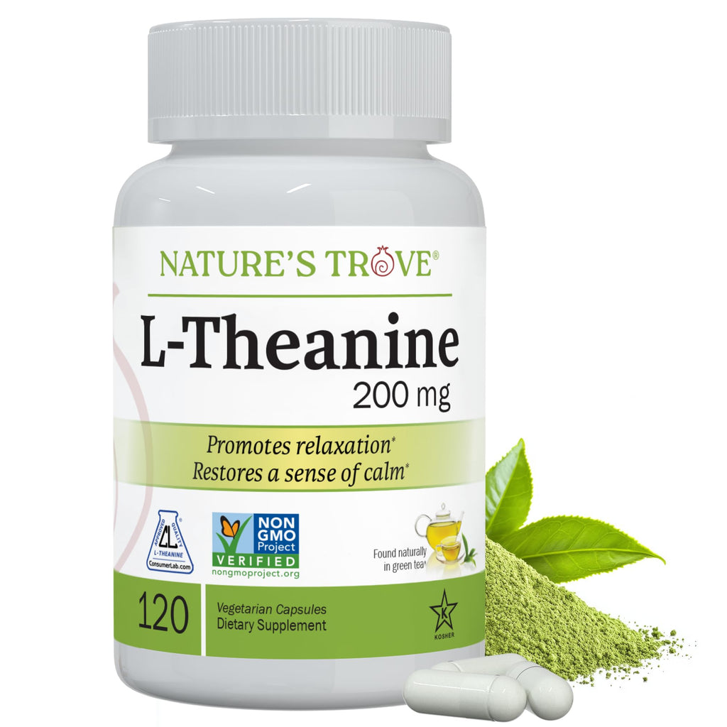 Nature's Trove L-Theanine 200mg Super Value Size - 365 Vegetarian Capsules