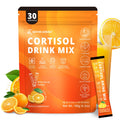 Cortisol Drink Mix Powder with Magnesium Glycinate, L-Theanine, Ashwagandha & Vitamin For Relax, Focus & Calm, Natural Cortisol Supplement for Women and Men, Orange Flavor, 30 Sticks