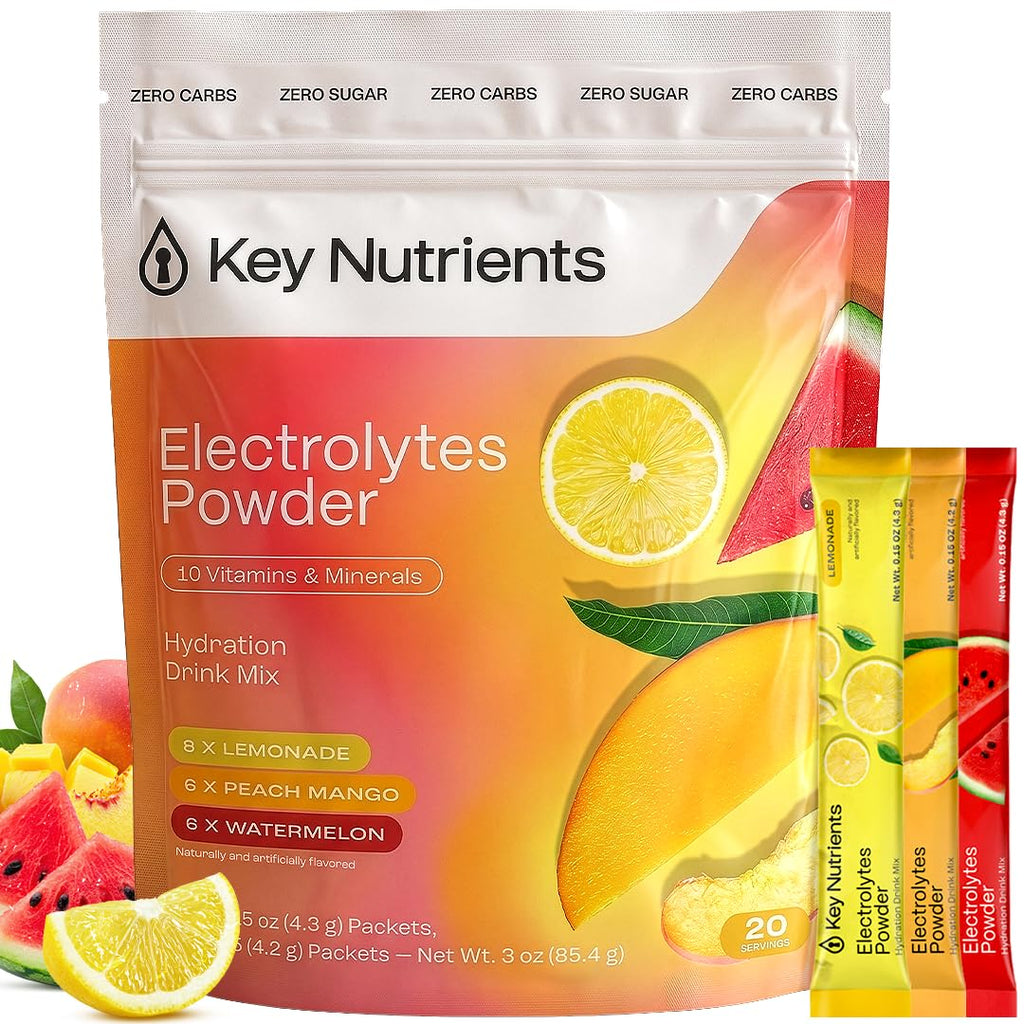 KEY NUTRIENTS Potassium Multivitamin Electrolytes, Cherry Pom, 90 Servings | Multivitamin Electrolytes Powder, Sweet Cherry Pom, Sugar Free, Sodium & Potassium Supplement, No Calories, Made in USA