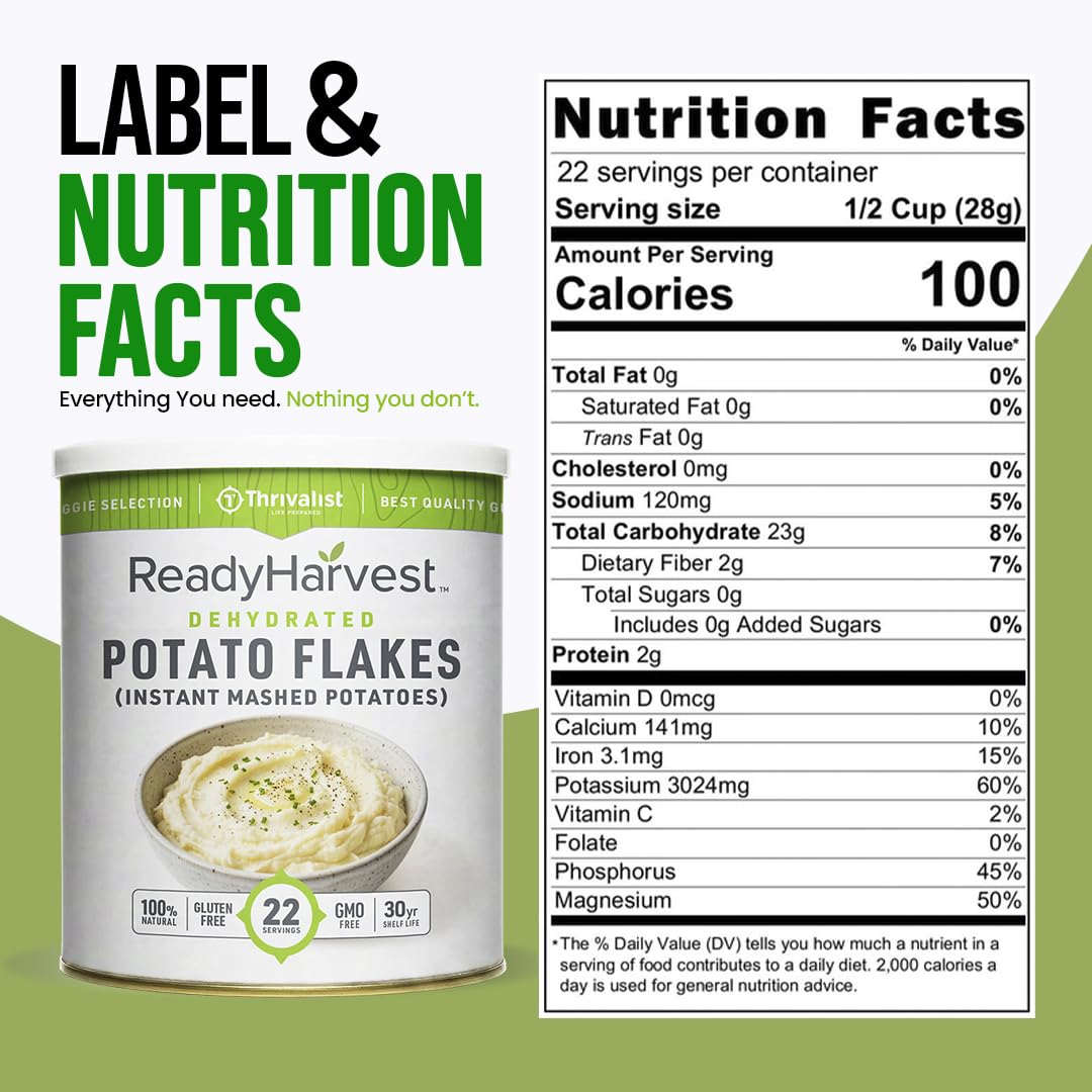 Ready Harvest Dehydrated Potato Flakes, Instant Mashed Potatoes, #10 Can