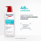 Eucerin Advanced Repair Body and Face Cleanser, 16.9 FL OZ | Body Wash and Face Cleanser with Provitamin B5, Gentle Wash for Normal to Dry, Sensitive Skin, Soap Free, Fragrance Free