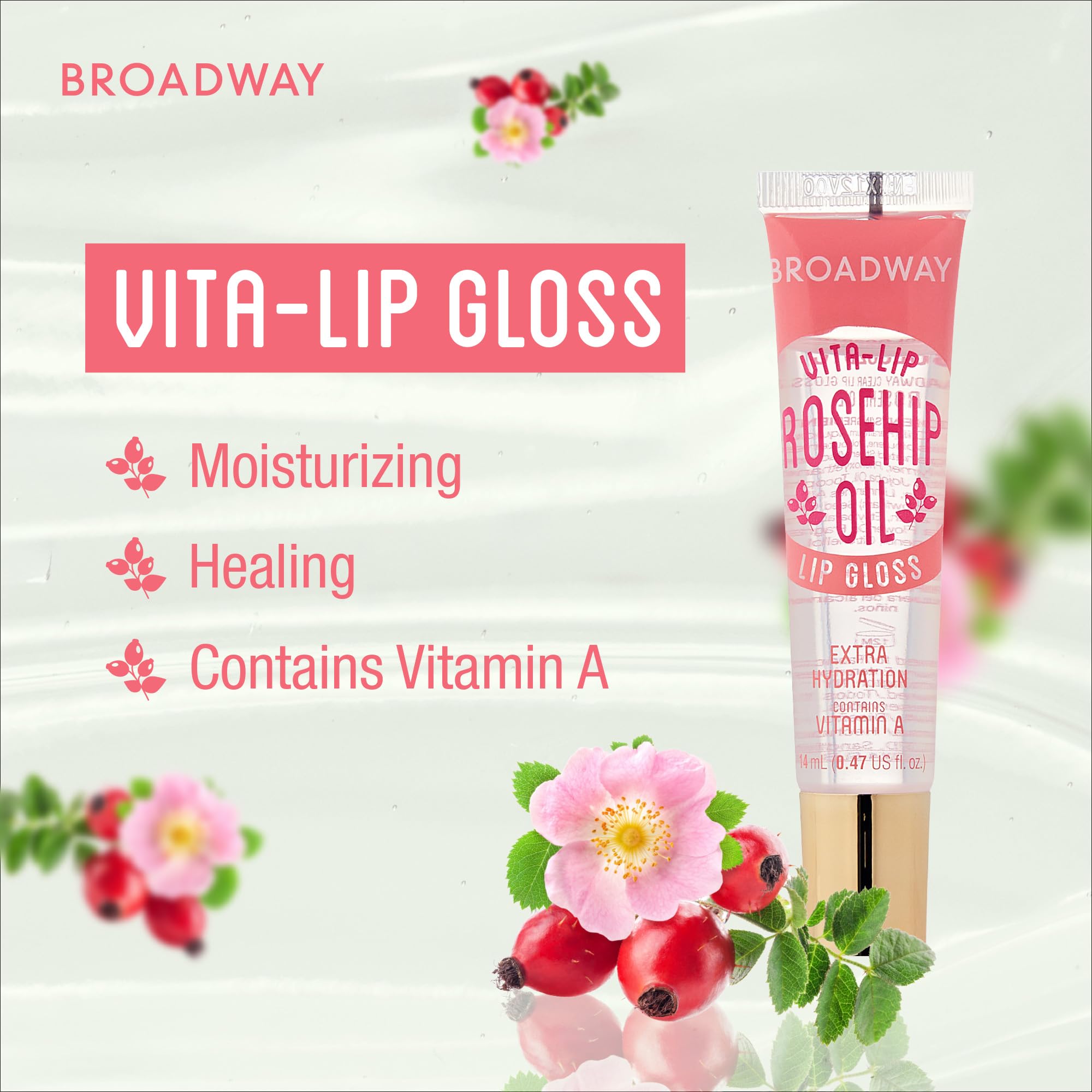 Ruby Kisses Broadway Vita-Lip Clear Lip Gloss (3 Pack Mango Butter, Rosehip, Coconut Oil), Ultra-Hydrating & Soothing Formula with Vitamin Oils, High-Shine Non-Sticky Finish, Healing Lip Balm