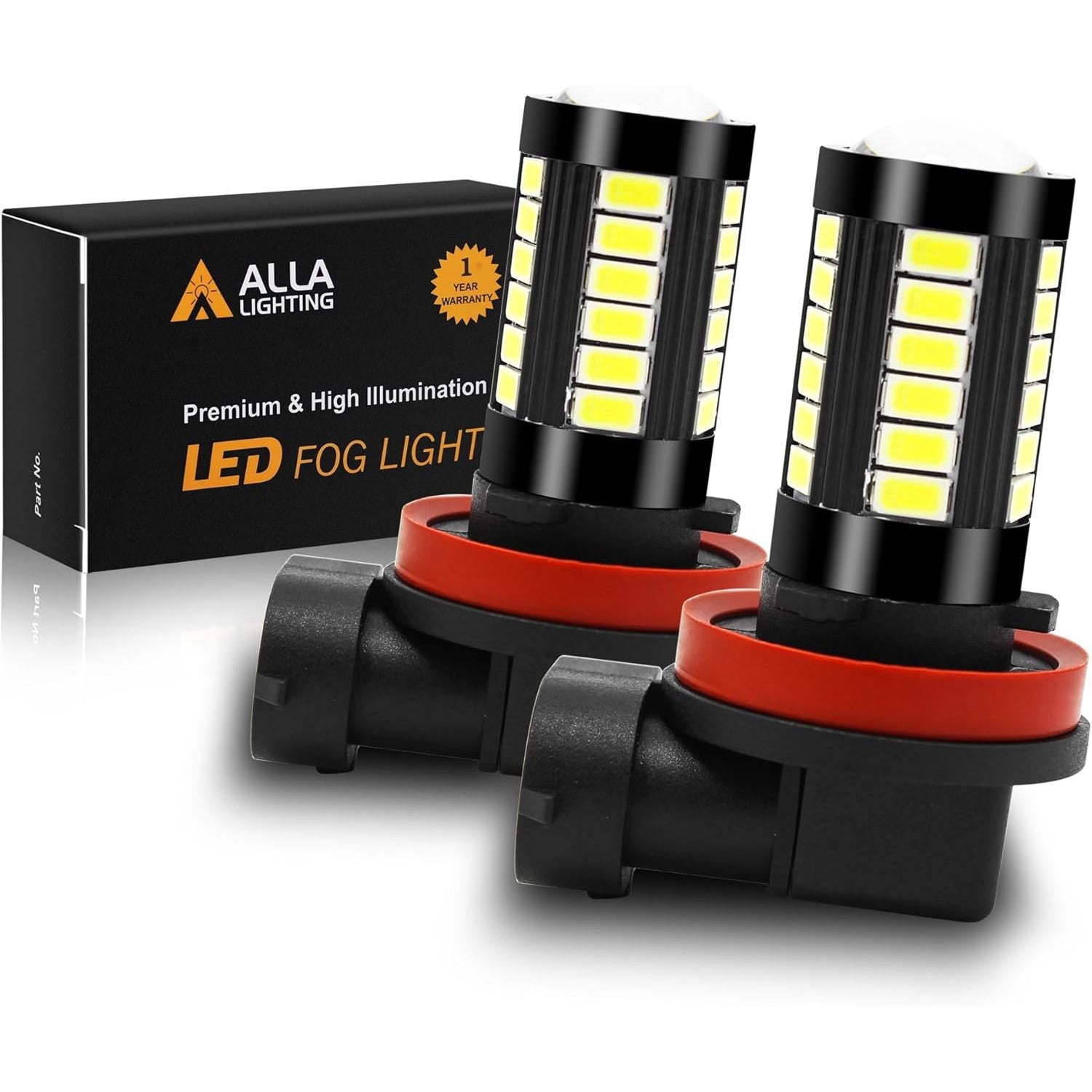 Buy now Alla Lighting Super Bright PSX24W 2504 LED Fog Light Bulbs, 6000K Xenon White 2800Lms 12276 Auto 12V Fog Lamps Replacement 5730 33-SMD LEDs H16 H11 at indiglob india