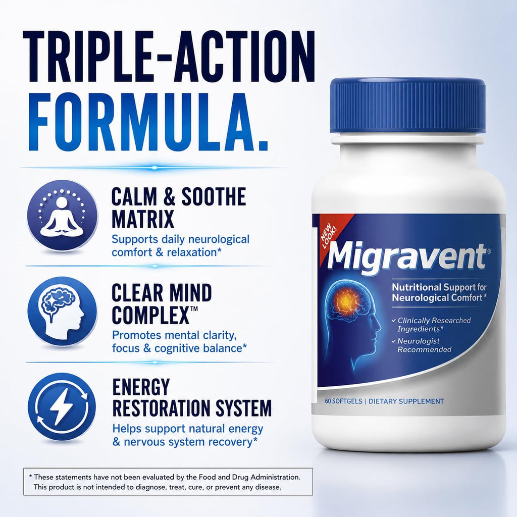 Migravent Brain & Circulatory Wellness Support - 60 Capsules | Advanced Nutritional Formula with Magnesium, CoQ10, Vitamin B2, PA-Free Butterbur & Bioperine for Brain Wellness Support.