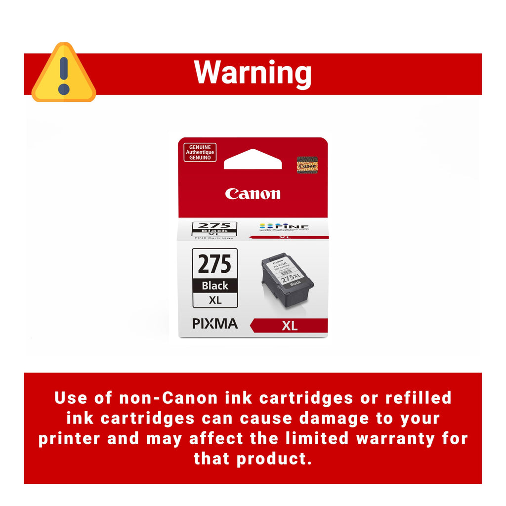Canon PG-275 XL Genuine Black Ink Cartridge, Compatible with TS3520/3522, TR4720/4722, TR4723/TR4725