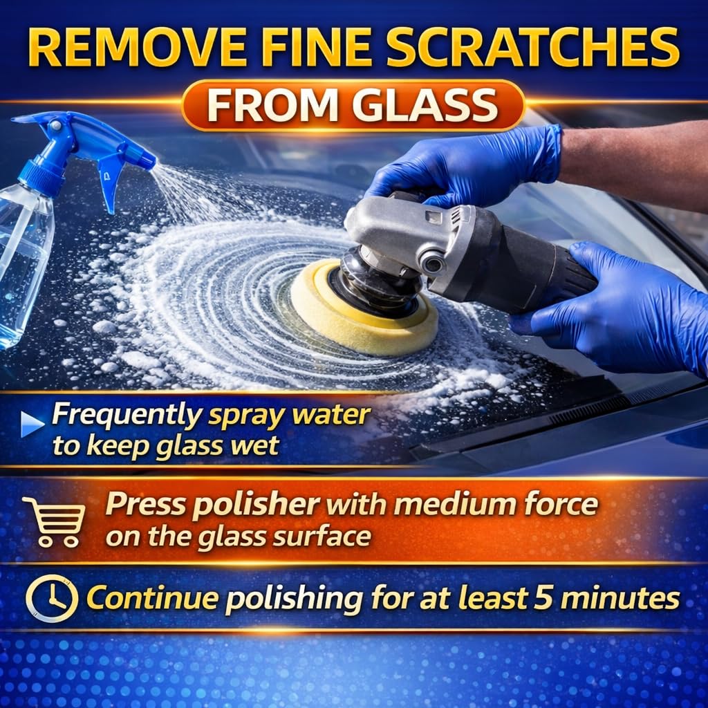 7oz (200g) 99% Cerium Oxide Glass Polishing Powder (3-5 Um) – Removes: Oil Films, Water Spots, Swirl Marks, Wiper Streaks, Removes Fine Scratches & Deep-Cleans Glass Surfaces.