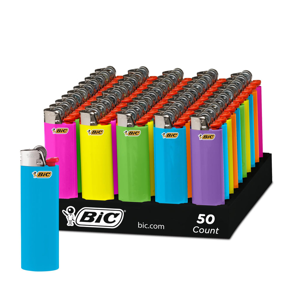BIC Classic Lighters, Pocket Lighter Style, 50 Count Tray, Assorted Colors