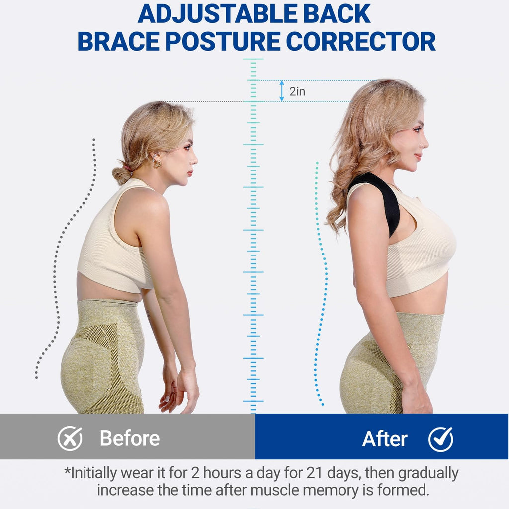 Posture Corrector for Women & Men, Adjustable Upper Back Brace Straightener