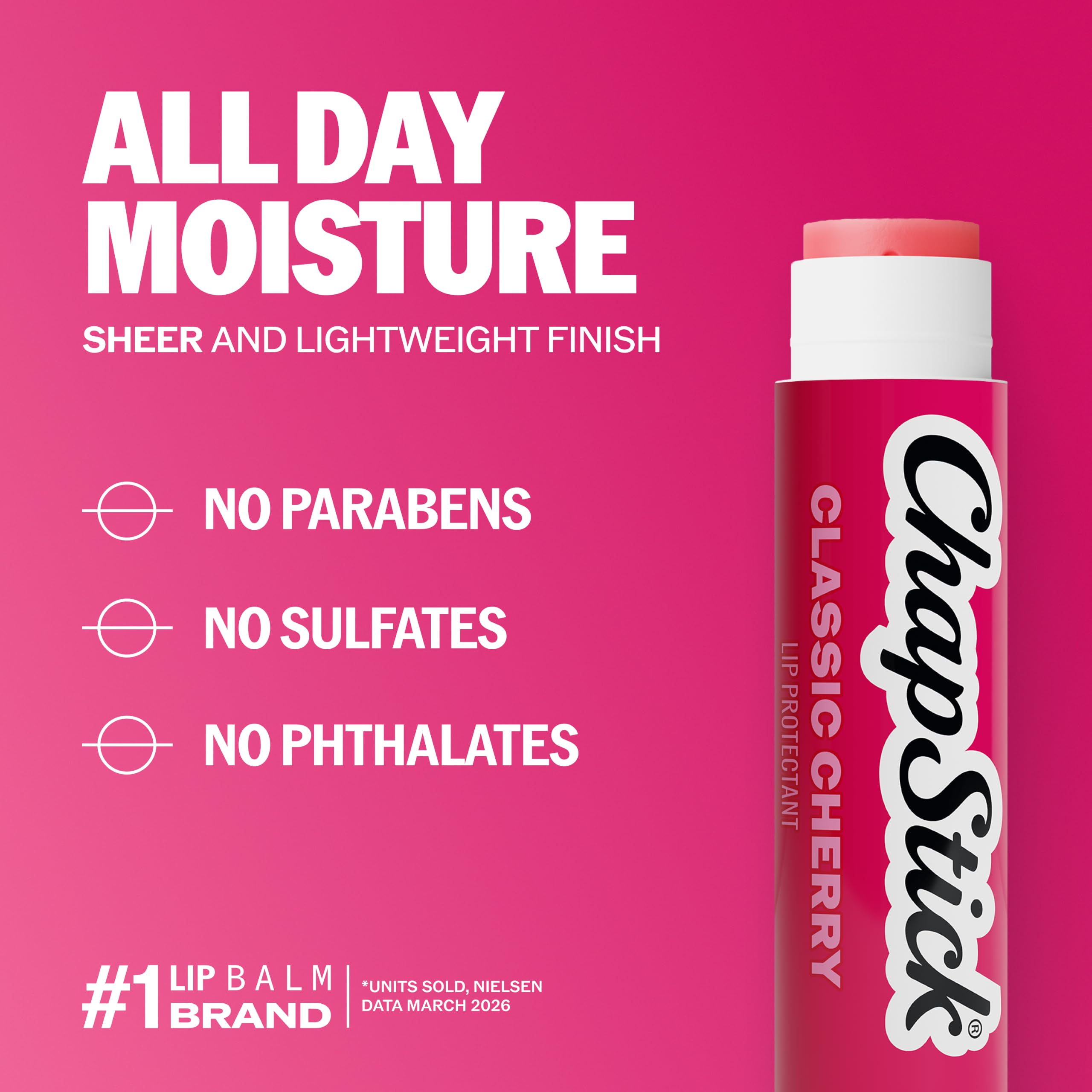 ChapStick Classic Cherry, Lip Protectant, 4-Count Pack, 0.45 oz Each