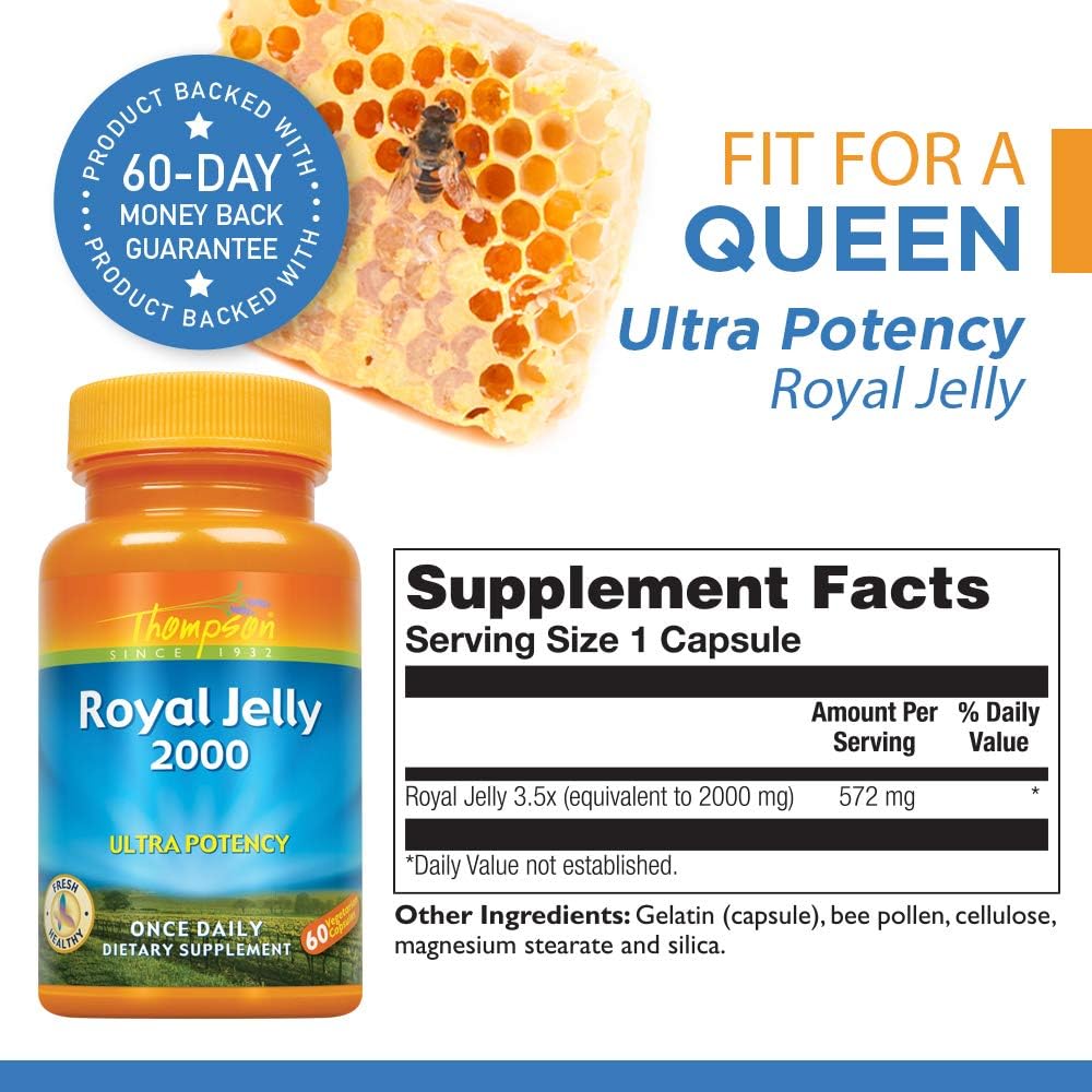 Buy now Thompson Royal Jelly, Ultra Potency, 2000 Mg, 60 Capsules at indiglob india