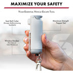 Buy now SABRE Safe Escape 3-In-1 Pepper Gel With Seat Belt Cutter & Window Breaker, Maximum Strength Pepper Spray, Snap Clip Keychain for Easy Carry & Fast Access, 0.54 fl oz, Easy to Use Fast Flip Top Safety at indiglob india