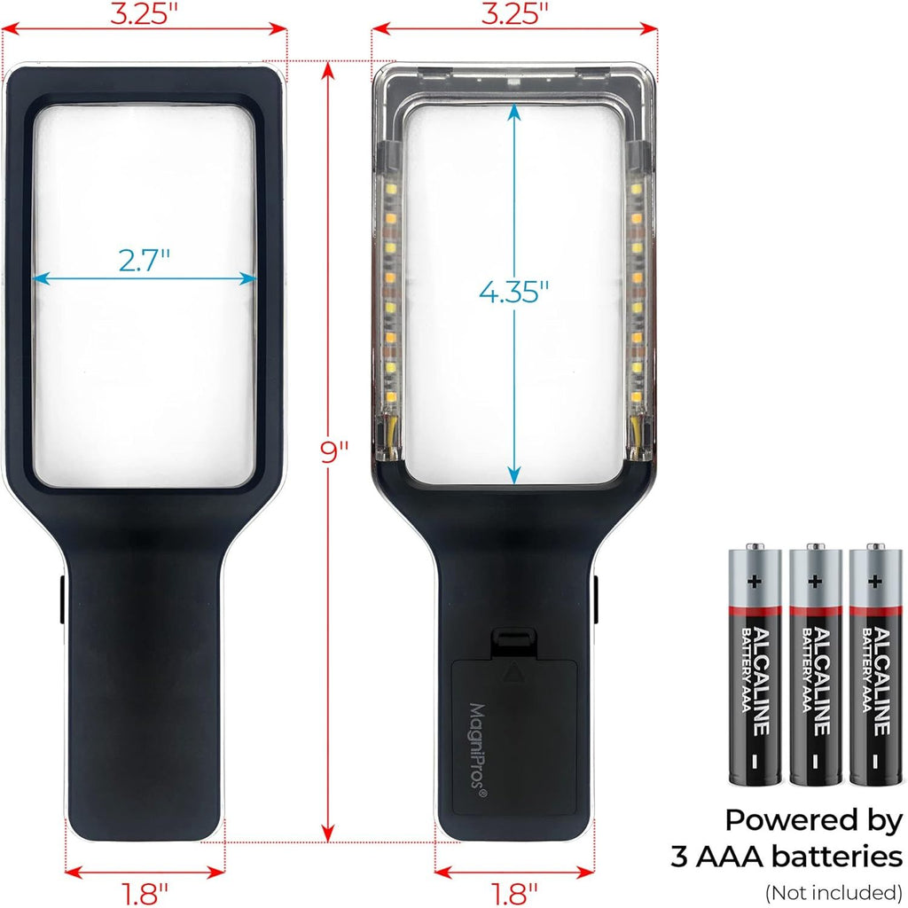 Buy now MAGNIPROS Patented 6X Large Magnifying Glass with Light | 3 Color Light Modes | Anti-Glare Lens & Stepless Dimmable LEDs | Perfect for Reading Fine Print & Inspection - Ideal for Seniors & Low Vision at indiglob india