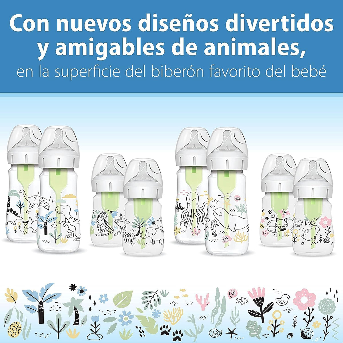 Dr. Brown's Anti-Colic Options+ Wide-Neck Baby Bottles, Forest, 2-Pack