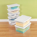 Buy now Sterilite 24-Pack 6 Quart Storage Box, Stackable Clear Plastic Bins with Snap-On Lids - Heavy-Duty Organizing Containers for Closet, Bathroom, and Office at indiglob india