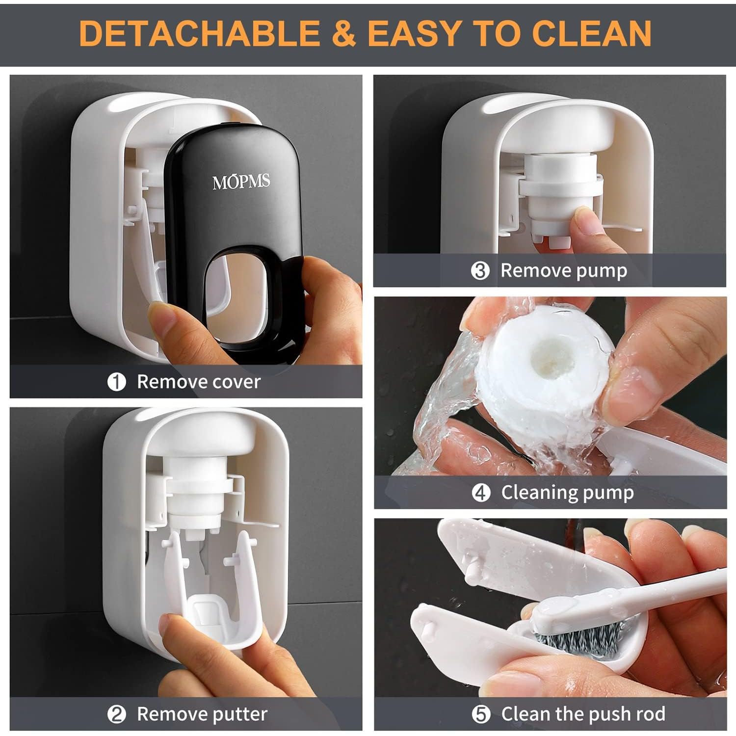 Buy now MOPMS Toothpaste Dispenser Wall Mounted for Bathroom Automatic Toothpaste Squeezer for Kids and Adult (Black-1Pcs) at indiglob india