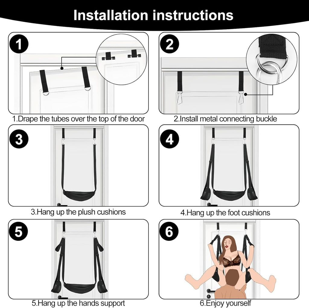 Sex Toys Sex Swing BDSM Bondage Slave Leather Soft Plush Sex Slings with Adjustable Straps, Hanging Door Handcuffs Leg Restraints Spreader Adult Toys for Couple