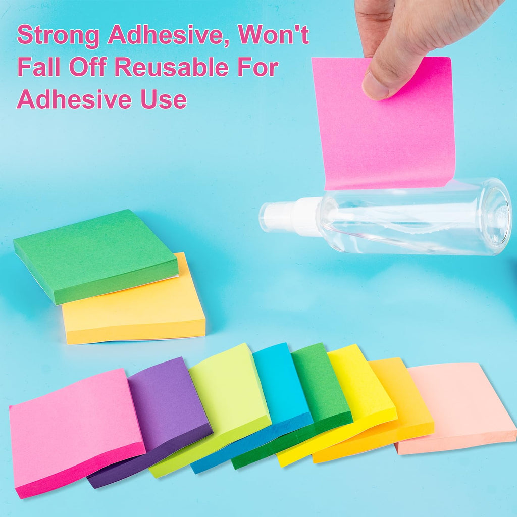 Sticky Notes 3x3 in, 8 Bright Self-Stick Pads, 800 Sheets for School Office