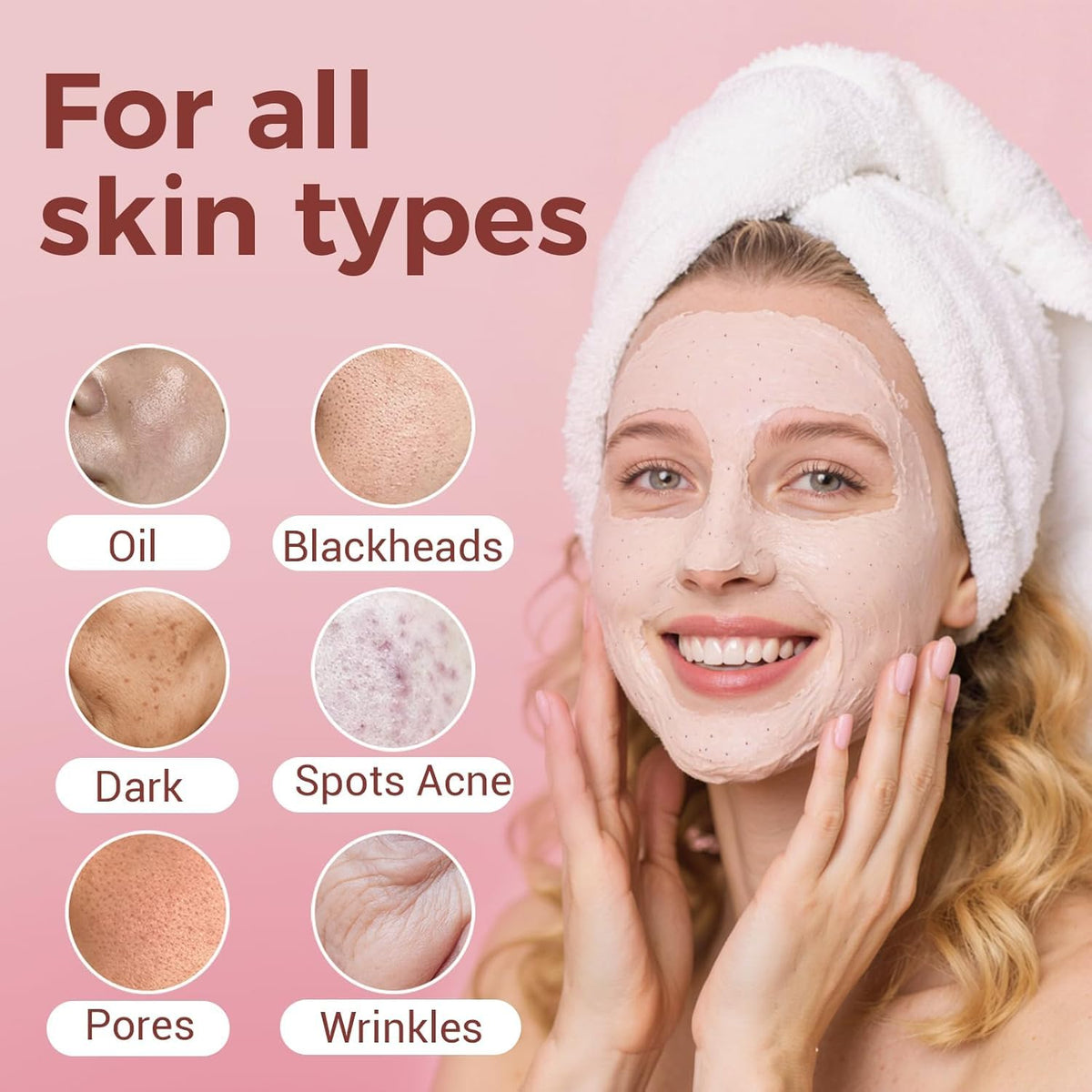 Clay Mask, Blackhead Remover Mud Mask, Deep Cleansing Pore Mask with Patented Sodium Hyaluronate & Natural Plant Extracts, 6.35 oz