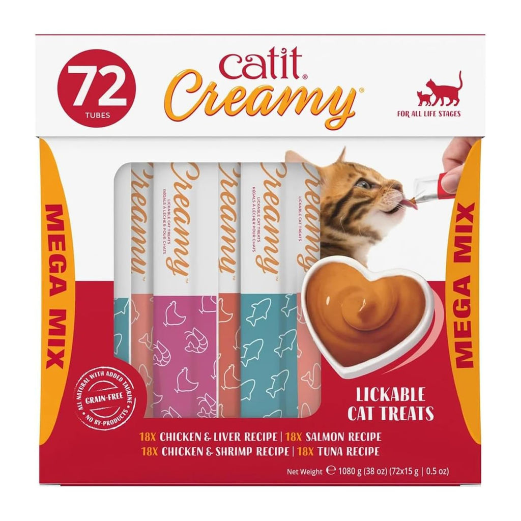 Catit Creamy Lickable Cat Treat, 72 Pack, 0.5 oz Each
