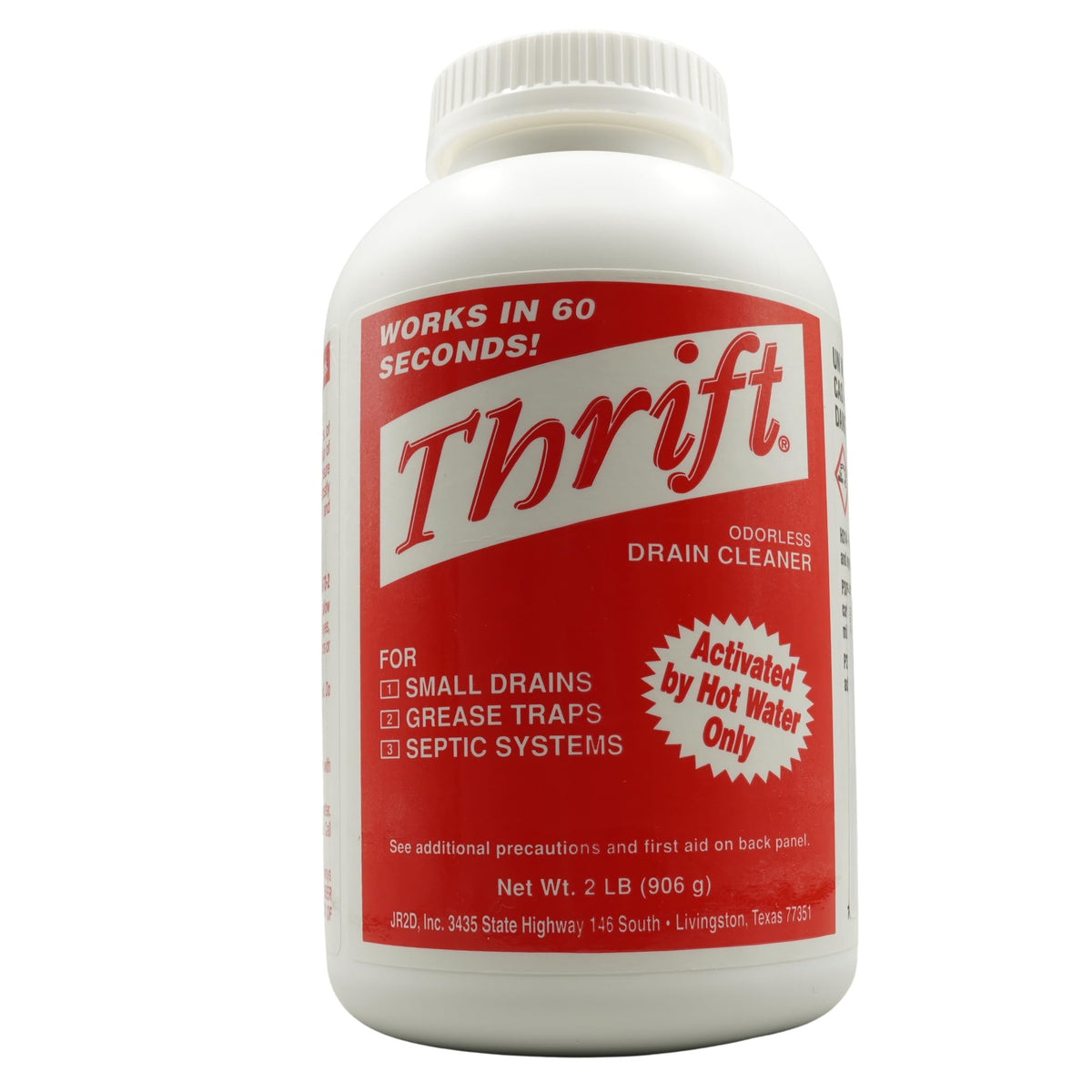 Thrift T-200 Odorless Drain Cleaner – Hot Water Activated Drain Cleaner for Small Drains, Grease Traps, Septic Systems & Sewer Lines – 2 Pound Bottles (Pack of 2)