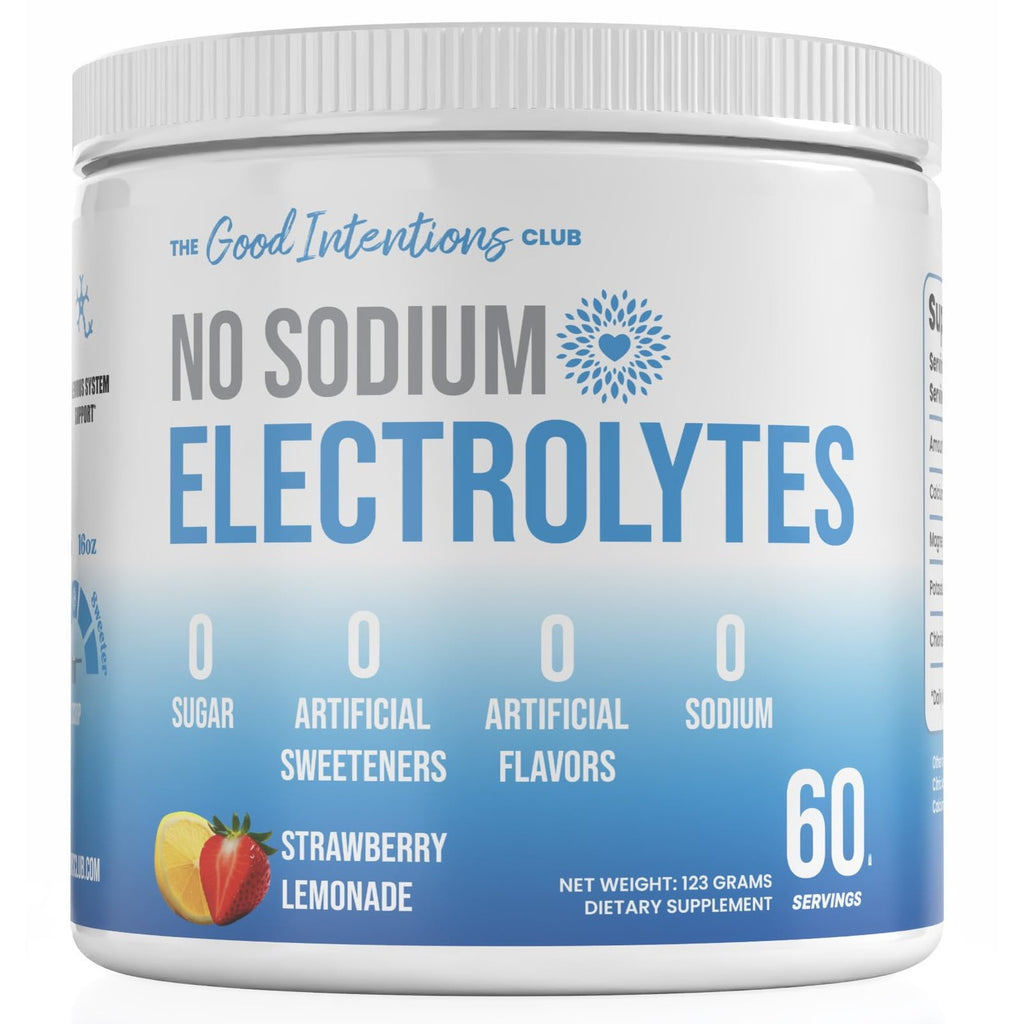 Low Sodium Electrolytes - 60 Servings - Strawberry Lemonade - Sugar Free Electrolytes Powder - Electrolytes Without Sodium - Low Sodium Electrolyte Powder