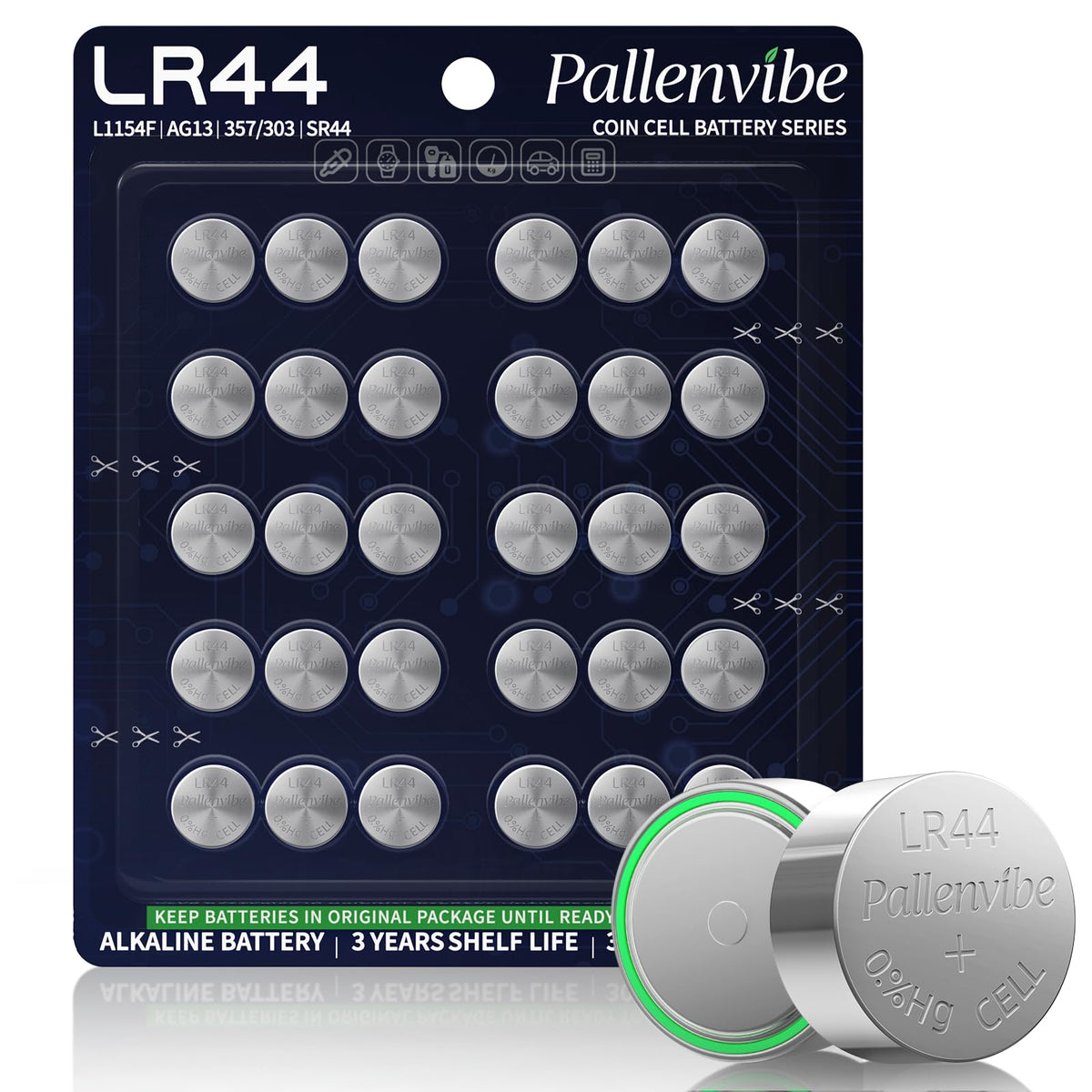 30 Pack LR44 Batteries, AG13 A76 L1154F SR44 lr 44 Button Coin Cell Battery