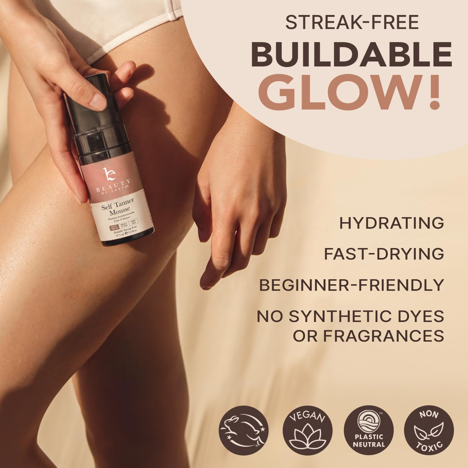 Buy now Self Tanner Mousse - USA Made with Natural & Organic Ingredients, Self Tanning Mousse for Fake Tan, Sunless Tanner for Pale Skin, Clear & Non Toxic Tanning Foam for Streak Free Finish, No Orange Color at indiglob india