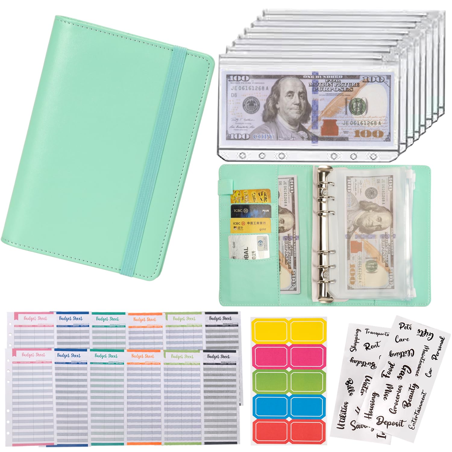 Buy now NICOOTHBudget Binder Cash Envelopes A6 Money Saving Binder with Zipper envelopes (Purple) A6 Green at indiglob india