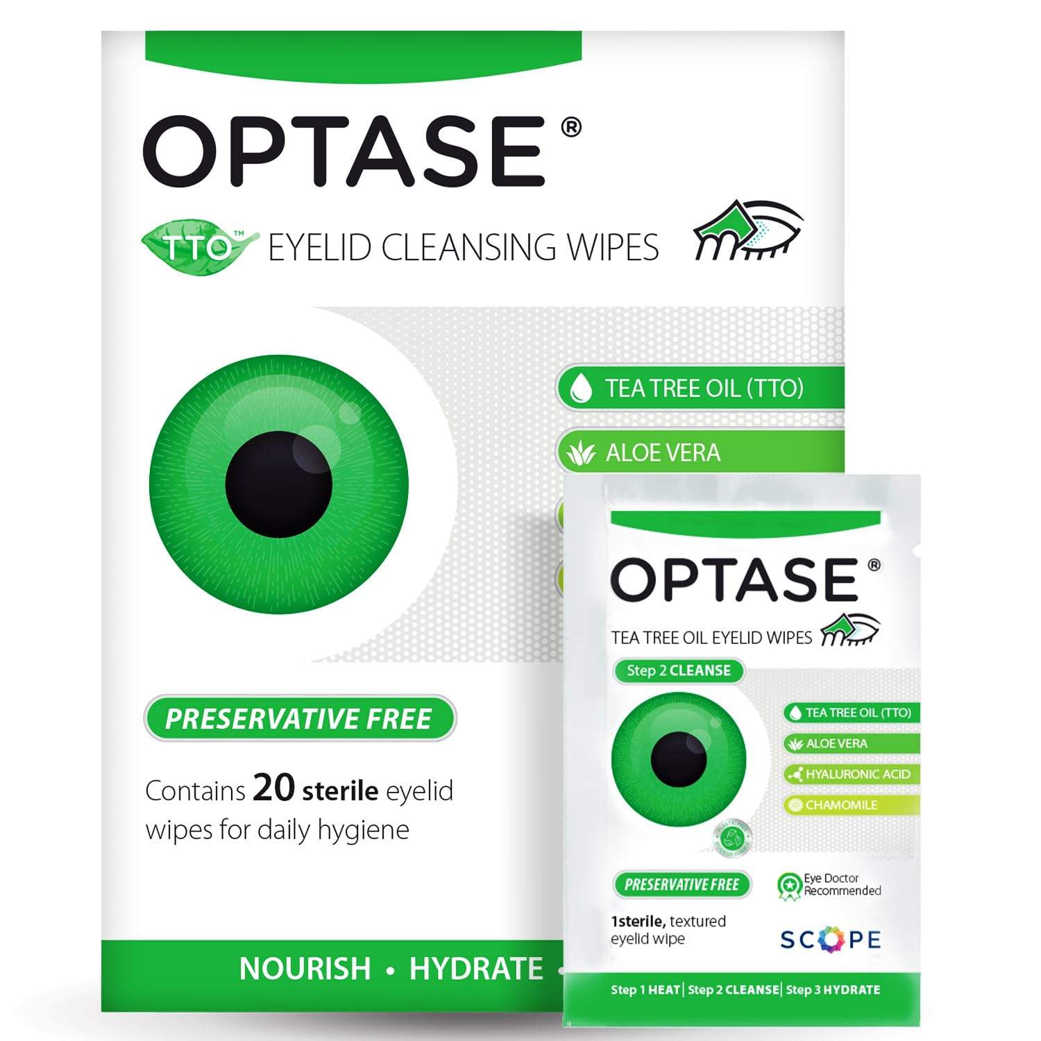 OPTASE TTO Eyelid Cleansing Wipes, 30 Count – Individually Wrapped Tea Tree Oil Eyelid Wipes – Preservative-Free Formula for Daily Use – Eye Doctor Recommended Tea Tree Eye Lid Cleanser