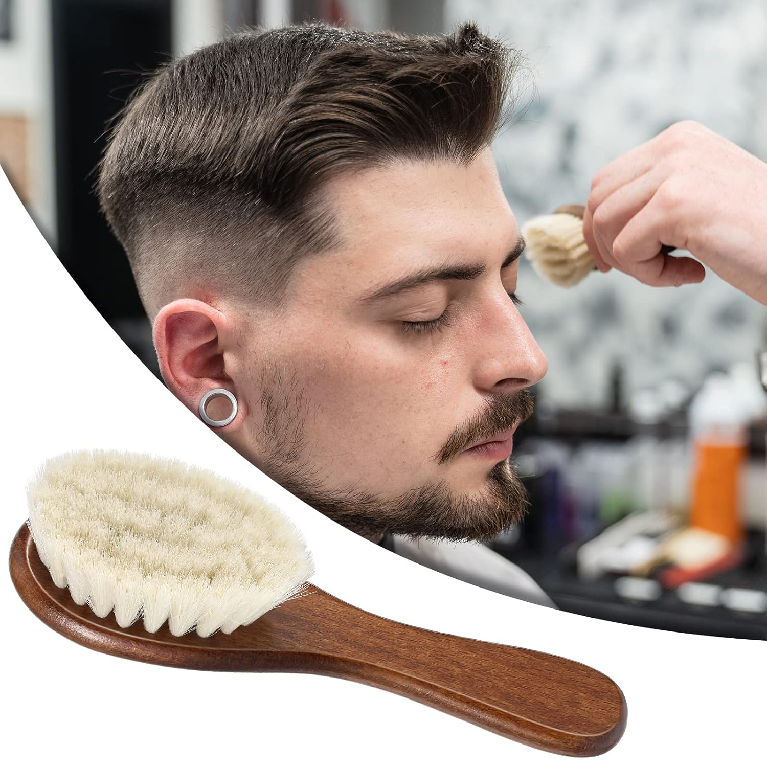 Buy now Shappy 2 Pieces Barber Fade Brush Men Beard Brush Neck Duster Cleaning Grooming Tool Soft Beard with Wooden Handle for Barber Hair Cutting Kits(Black, Red) at indiglob india