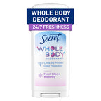 Secret Whole Body Deodorant Stick for Women, Rosewater Scent, Aluminum Free Deodorant Stick, 72 HR Odor Protection, 2.4 oz