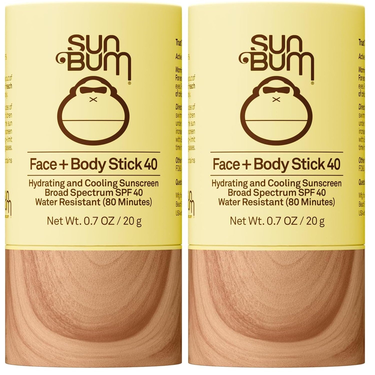 Sun Bum Original SPF 40 Face and Body Sunscreen Stick - Travel Size, 0.7 oz | Water resistant Broad Spectrum Cooling Facial Sunscreen, Hawaii 104 Act Compliant (Made Without Octinoxate & Oxybenzone)