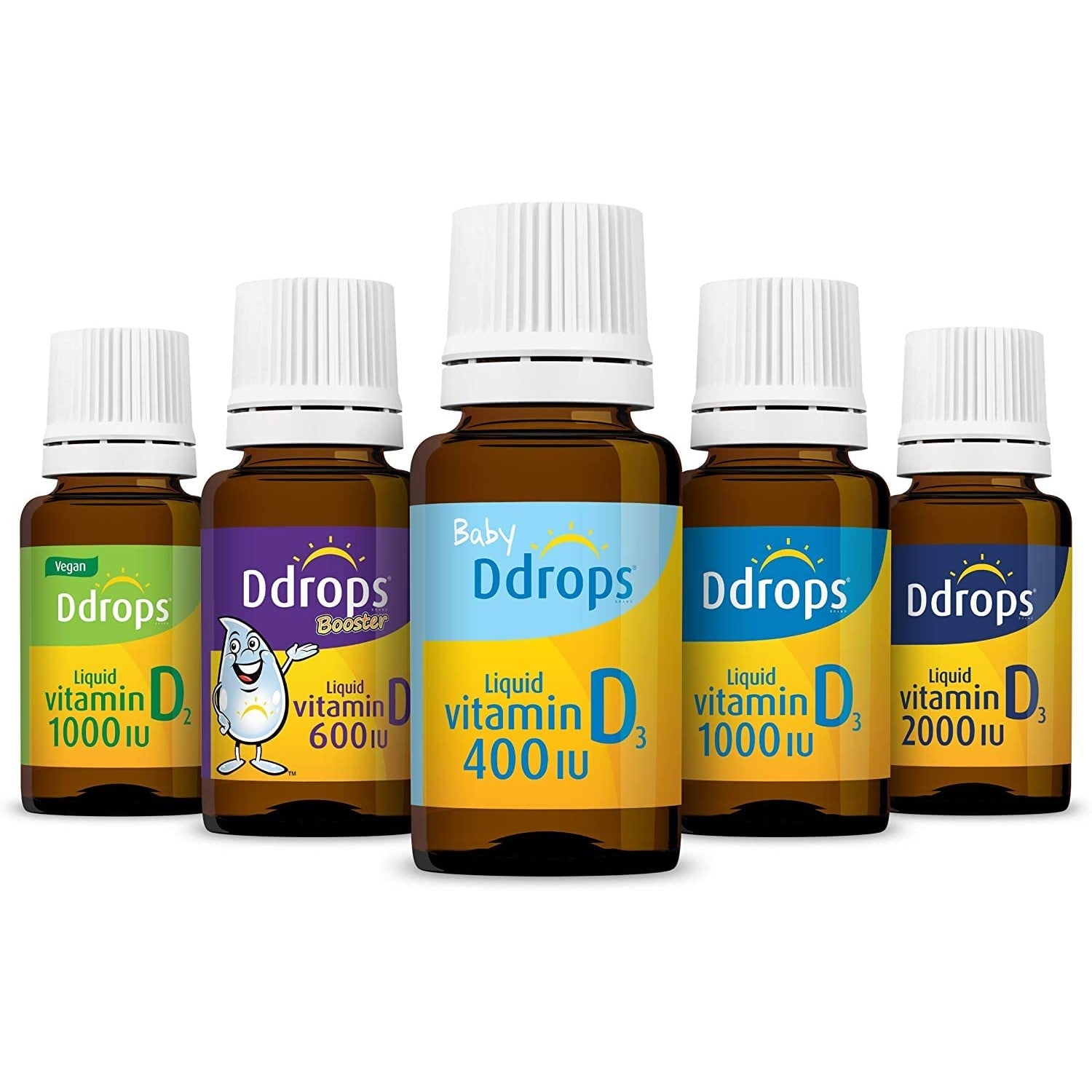 Ddrops Kids Booster 600IU 100 Drops - Daily Liquid Vitamin D for Kids. Support Strong Bones & Immune System in Children. No Preservatives, No Sugar, Non-GMO, Allergy-Friendly (Pack of 2)