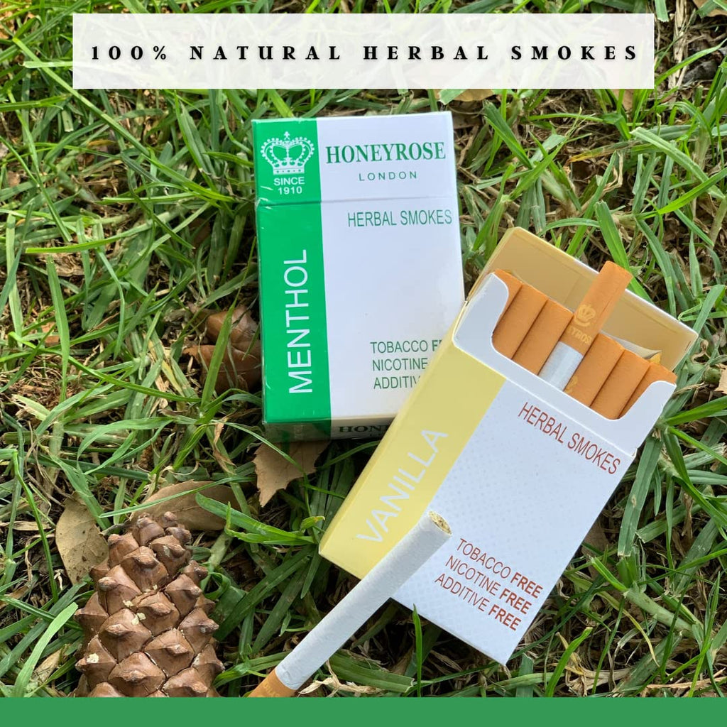 Honeyrose Menthol - Tobacco & Nicotine Free Herbal Cigarettes, 100% Natural, Made in England