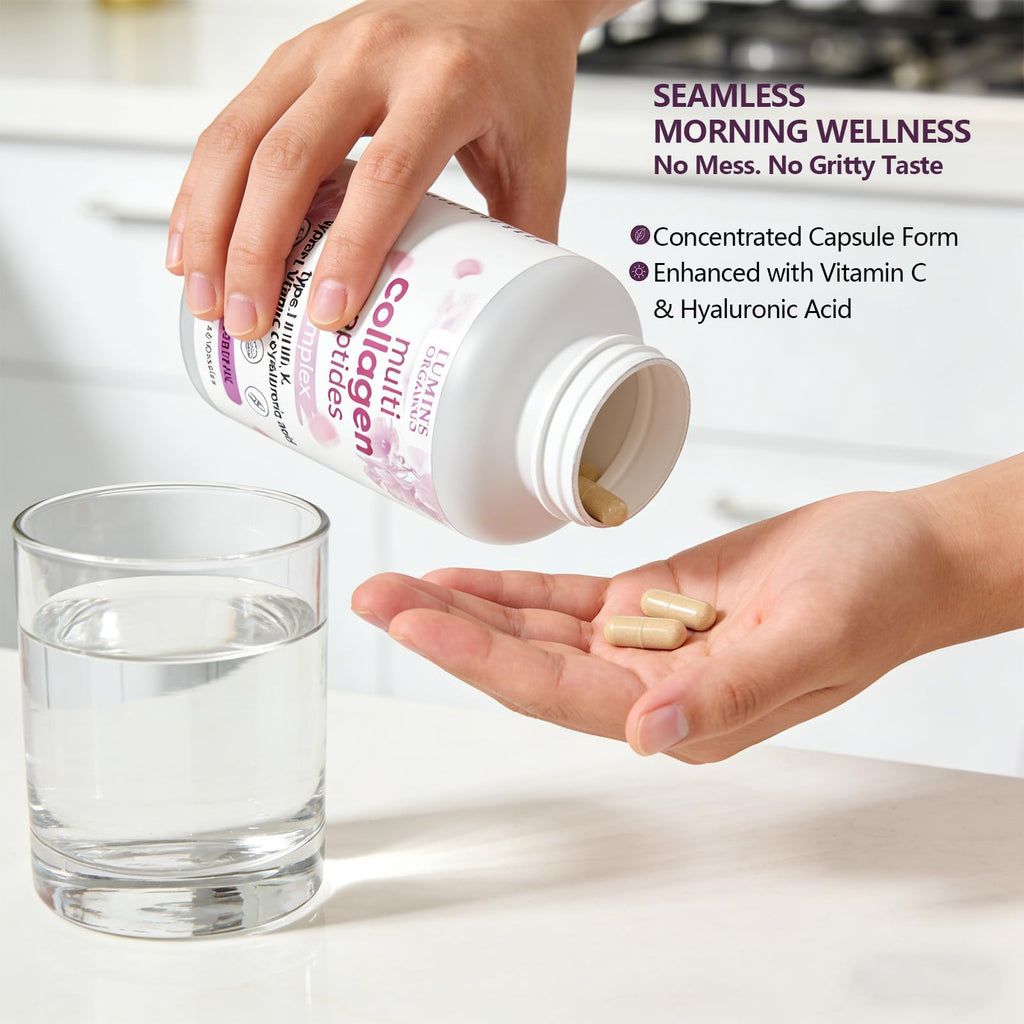 1PCSLumine Organics Collagen,Lumine Organics Collagen Peptides,240 Capsules