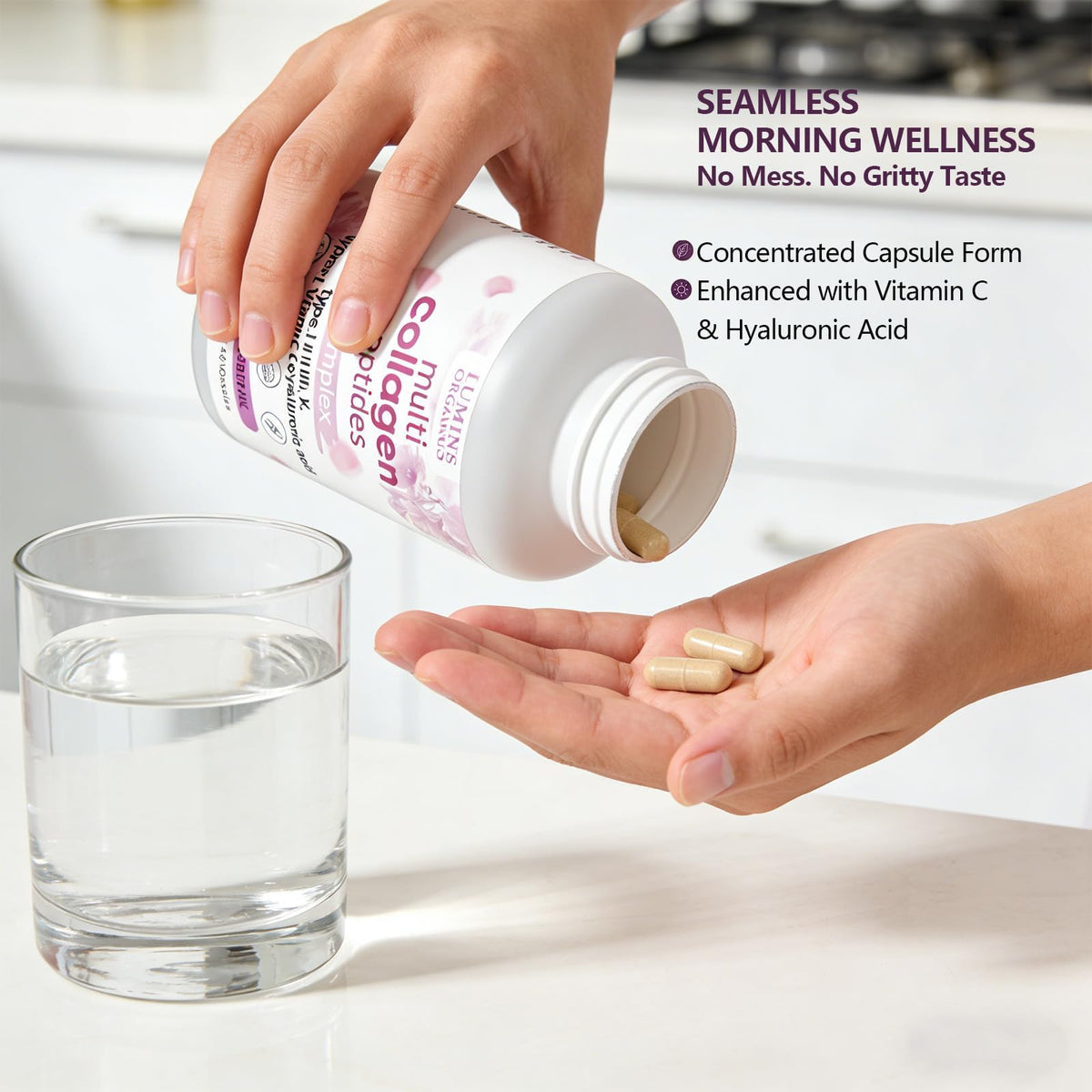 1PCSLumine Organics Collagen,Lumine Organics Collagen Peptides,240 Capsules