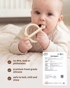 ChooKaChoo 2-in-1 Baby Teething Toys & Training Toothbrush, Silicone Teether for Babies 3-12 Months, Double Ring Easy-Grip Design, Multi-Texture Gum Massage, BPA Free Food-Grade Silicone