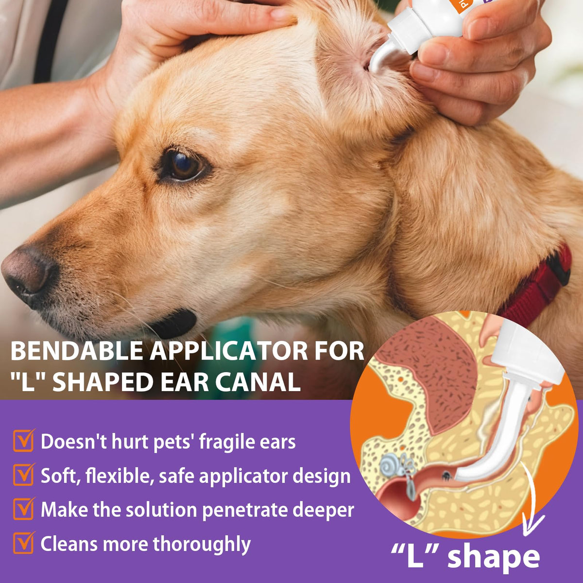 Pjordo Pet Ear Cleaner for Dog & Cat, Natural Formula - Aloe & Witch Hazel