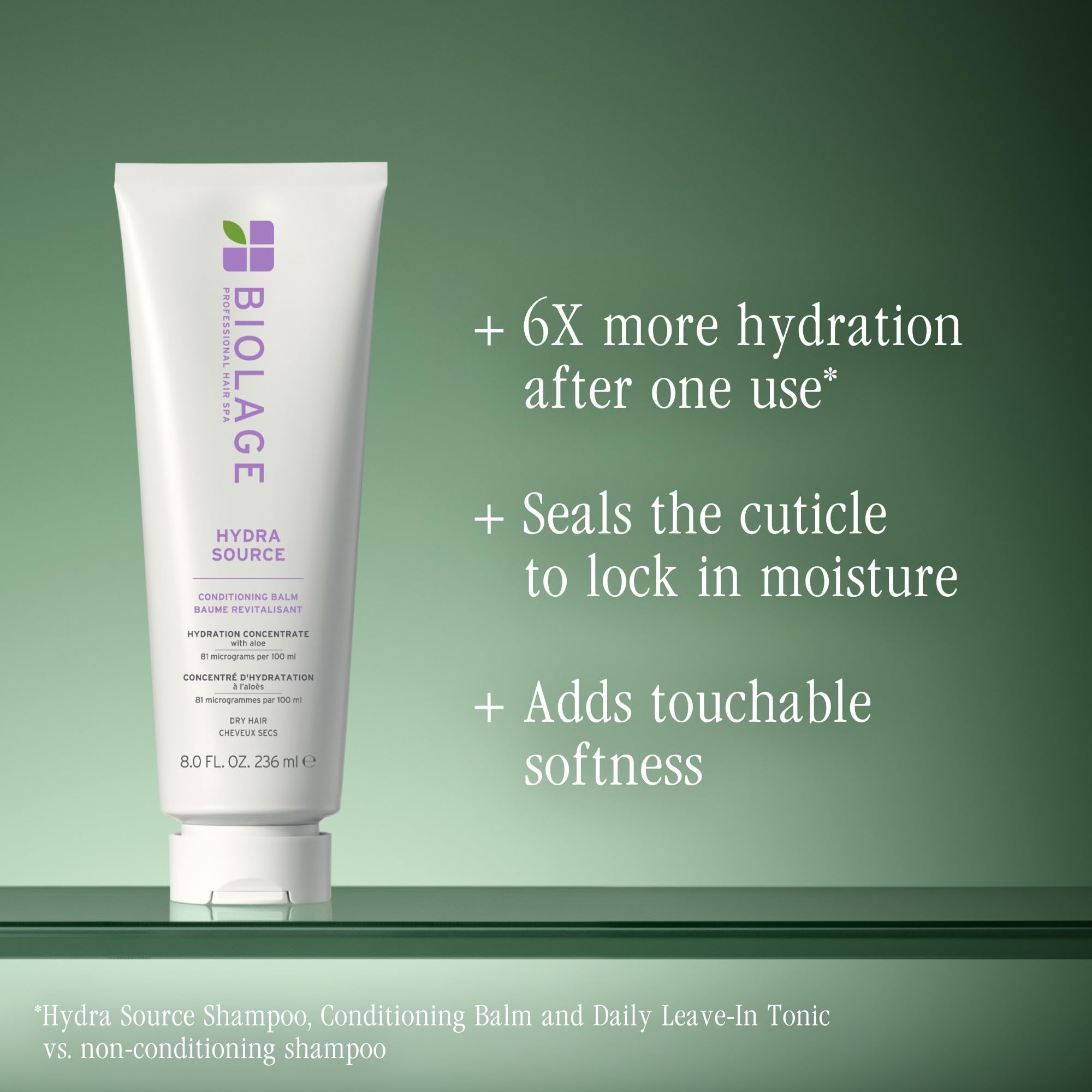 Biolage Hydra Source Conditioning Balm – For Dry Hair | With fermented aloe & hyaluronic acid, vegan, paraben-free, moisturizes, detangles, adds softness, for fine to medium hair