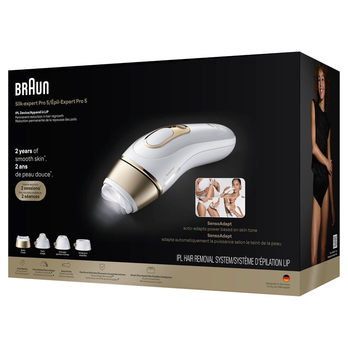 Braun IPL, Silk·Expert Pro 5, IPL Hair Removal for Women and Men, Permanent Laser Hair Reduction At-Home, 4 Heads, IPL5347