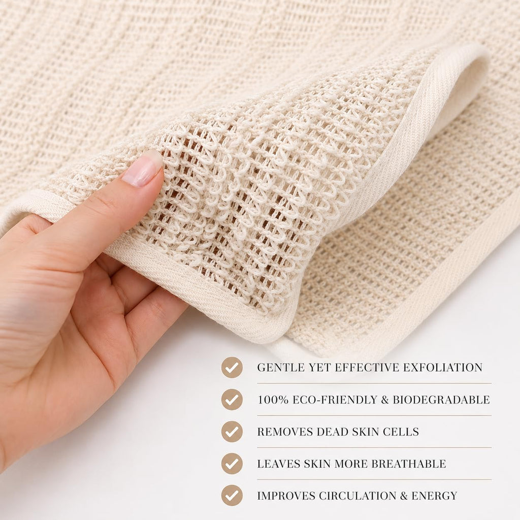 100% Natural Sisal Washcloth. Gentle Exfoliation for Smoother Skin. Durable & Reusable for Face & Body. 100% Biodegradable. Removes Dead Skin Cells and Dirt (3 Pcs)