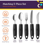 Buy now Special Supplies Adaptive Utensils (5-Piece Kitchen Set) Wide, Non-Weighted, Non-Slip Handles for Hand Tremors, Arthritis, Parkinsonâ€™s or Elderly Use (Black) at indiglob india