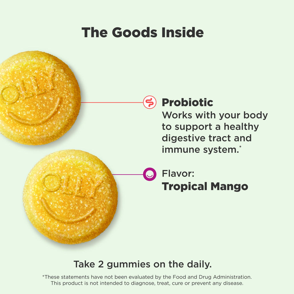 OLLY Probiotic Gummy, Immune System & Digestive Support*, Mango - 50 Count
