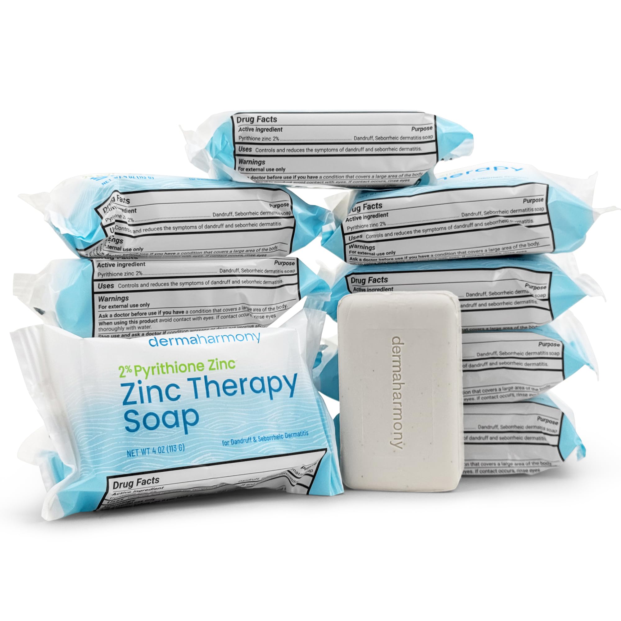 Dermaharmony 2% Pyrithione Zinc (ZnP) Bar Soap 4 oz - Crafted for Those with Skin Conditions - Seborrheic Dermatitis, Dandruff, Psoriasis, Eczema, etc.
