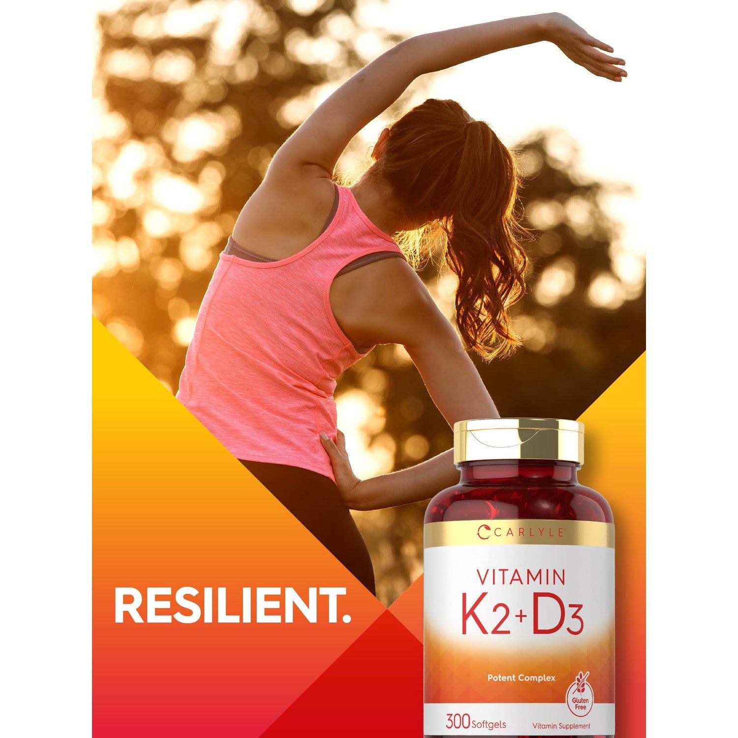 Carlyle Vitamin K2 D3 Supplement | 300 Softgels | 200mcg K2 MK7 & 10,000 IU D3 | Non-GMO, Gluten Free